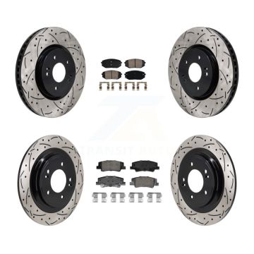 Front Rear Ceramic Pad Drilled Slot Disc Brake Rotors Kit For Hyundai Tucson Kia Sportage KDA-103063