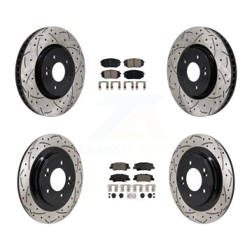 Front Rear Ceramic Pad Drilled Slot Disc Brake Rotors Kit For Hyundai Tucson Kia Sportage KDA-103064