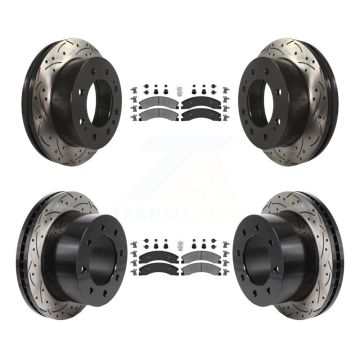 Front Rear Semi-Metallic Pad Drill Slot Brake Rotors Kit For GMC Sierra 3500 HD Chevrolet KDA-103067