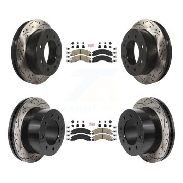 Front Rear Ceramic Pad Drilled Slot Disc Brake Rotor Kit For GMC Sierra 3500 HD Chevrolet KDA-103071