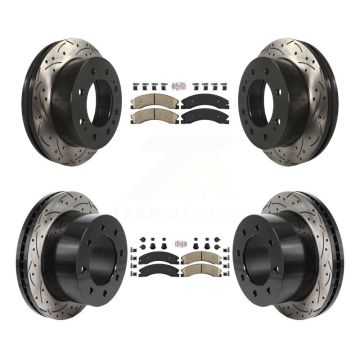 Front Rear Ceramic Pad Drilled Slot Disc Brake Rotor Kit For GMC Sierra 3500 HD Chevrolet KDA-103074