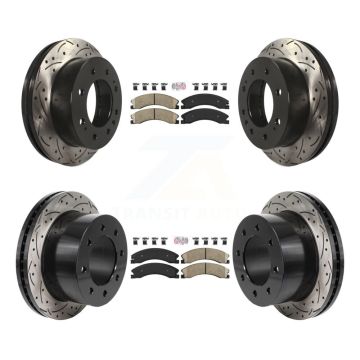 Front Rear Ceramic Pad Drilled Slot Disc Brake Rotor Kit For GMC Sierra 3500 HD Chevrolet KDA-103075