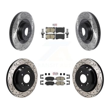 Front Rear Ceramic Pad Coated Drilled Slotted Disc Brake Rotor Kit For 2011 Hyundai Equus KDA-103081