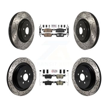 Front Ceramic Rear Semi-Metallic Pad Drill Slot Disc Brake Rotor Kit For Lincoln Nautilus KDA-103087