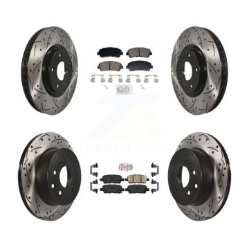 Front Rear Ceramic Pad Drill Slot Disc Brake Rotor Kit For 2014-2017 Nissan Juke Nismo RS KDA-103104