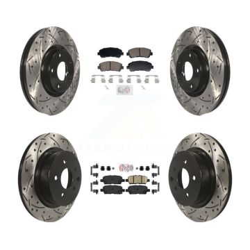 Front Rear Ceramic Pad And Coated Drilled Slotted Disc Brake Rotors Kit For Nissan Maxima KDA-103109