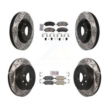 Front Rear Ceramic Pad & Coated Drilled Slot Disc Brake Rotor Kit For Nissan Rogue Select KDA-103110