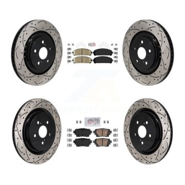 Front Rear Ceramic Pad Drilled Slot Disc Brake Rotors Kit For 2020-2022 Toyota Highlander KDA-103122