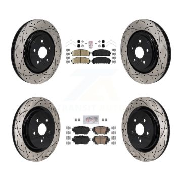 Front Rear Ceramic Pad Drilled Slot Disc Brake Rotors Kit For 2020-2022 Toyota Highlander KDA-103127