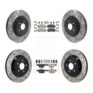 Front Rear Ceramic Pad & Coated Drilled Slotted Disc Brake Rotor Kit For Subaru Crosstrek KDA-103137
