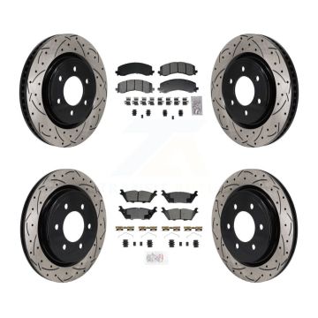 Front Rear Semi-Metallic Pad Drill Slot Disc Brake Rotors Kit For Ford Expedition Lincoln KDA-103139