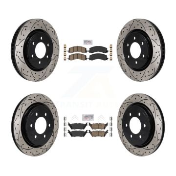 Front Rear Ceramic Pad Drilled Slot Brake Rotor Kit For Ford Expedition Lincoln Navigator KDA-103142