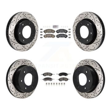 Front Rear Ceramic Pads And Coated Drilled Slotted Disc Brake Rotors Kit For Ford Bronco KDA-103145