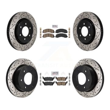 Front Rear Ceramic Pad & Drilled Slot Disc Brake Rotor Kit For 2022-2023 Ford Bronco 3.0L KDA-103147