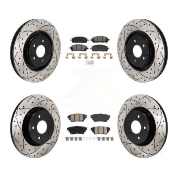 Front Rear Ceramic Pad Drilled Slot Brake Rotors Kit For Mitsubishi Outlander Nissan QX60 KDA-103148
