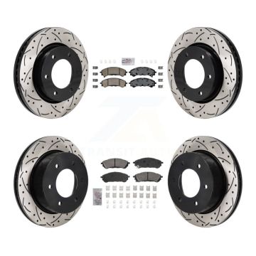 Front Rear Ceramic Pad Coated Drilled Slot Disc Brake Rotor Kit For 2019-2023 Ford Ranger KDA-103149