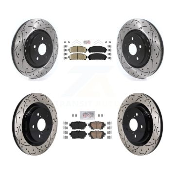 Front Rear Ceramic Pad Drilled Slot Disc Brake Rotor Kit For 2022-2023 Lexus NX350h NX350 KDA-103156