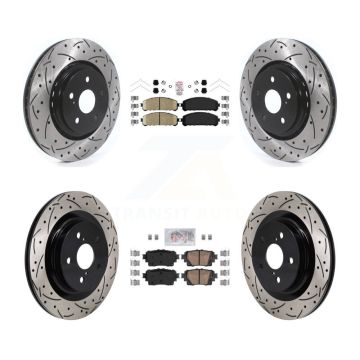 Front Rear Ceramic Pad Drilled Slot Disc Brake Rotor Kit For 2022-2023 Lexus NX350h NX350 KDA-103157