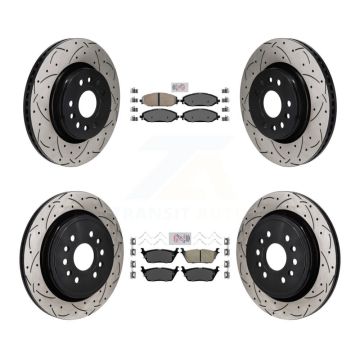 Front Rear Ceramic Pad Drill Slot Disc Brake Rotor Kit For Ram 1500 Jeep Wagoneer Grand L KDA-103158