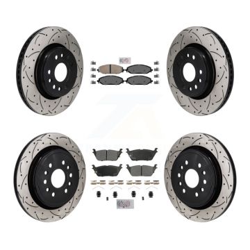 Front Ceramic Rear Semi-Metallic Pad Drill Slot Brake Rotor Kit For Ram 1500 Jeep Grand L KDA-103159