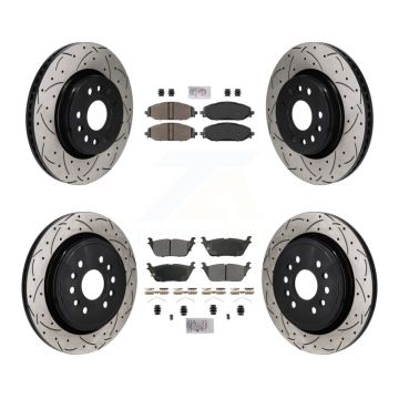 Front Rear Semi-Metallic Pad Drill Slot Brake Rotors Kit For Ram 1500 Jeep Wagoneer Grand KDA-103161