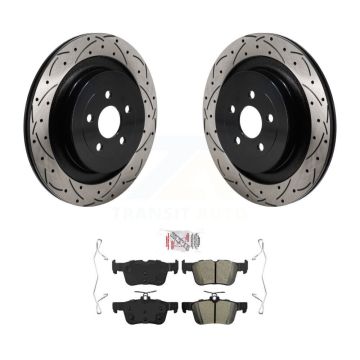 Rear Drilled Slot Disc Brake Rotor & Semi-Metallic Pad Kit For Ford Edge Lincoln Nautilus KDA-103166