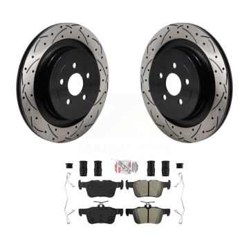 Rear Drilled Slot Disc Brake Rotor & Semi-Metallic Pad Kit For Ford Edge Lincoln Nautilus KDA-103167