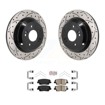 Rear Coated Drilled Slotted Disc Brake Rotors Ceramic Pad Kit For Genesis G70 Kia Stinger KDA-103175