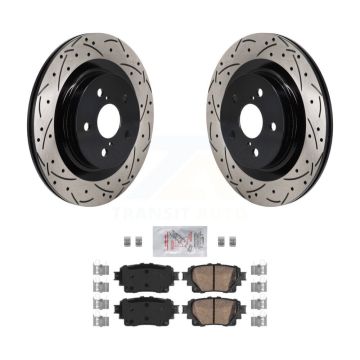 Rear Drilled Slot Brake Rotor & Ceramic Pad Kit For Toyota Sienna RAV4 Prime Lexus NX350h KDA-103182