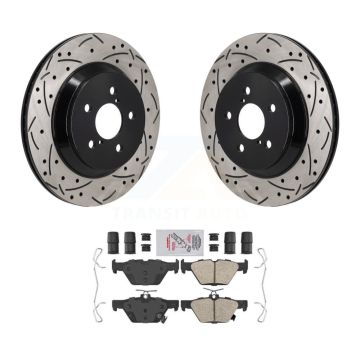 Rear Coated Drilled Slotted Disc Brake Rotors And Ceramic Pads Kit For Subaru Crosstrek KDA-103184