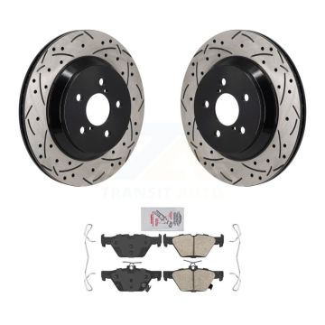 Rear Coated Drilled Slotted Disc Brake Rotors And Ceramic Pads Kit For Subaru Crosstrek KDA-103185