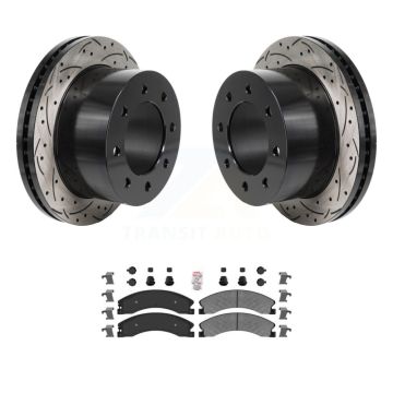 Rear Drilled Slot Disc Brake Rotor Semi-Metallic Pad Kit For GMC Sierra 3500 HD Chevrolet KDA-103186