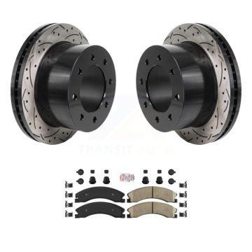 Rear Drilled Slot Brake Rotors Ceramic Pad Kit For GMC Sierra 3500 HD Chevrolet Silverado KDA-103187
