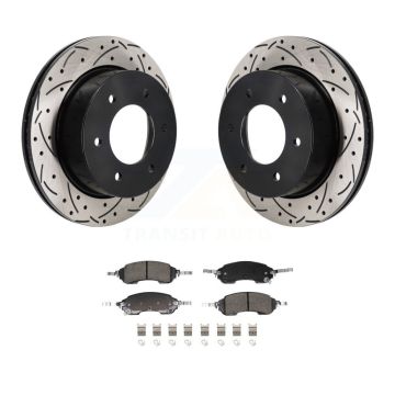 Rear Coated Drilled Slotted Disc Brake Rotors And Ceramic Pads Kit For Ford Bronco KDA-103191