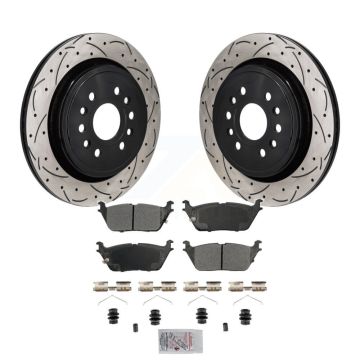 Rear Drill Slot Disc Brake Rotor Semi-Metallic Pad Kit For Ram 1500 Jeep Wagoneer Grand L KDA-103197