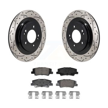 Rear Coated Drilled Slot Disc Brake Rotor Ceramic Pad Kit For Hyundai Tucson Kia Sportage KDA-103202