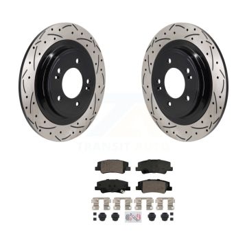 Rear Coated Drilled Slot Disc Brake Rotor Ceramic Pad Kit For Hyundai Tucson Kia Sportage KDA-103203