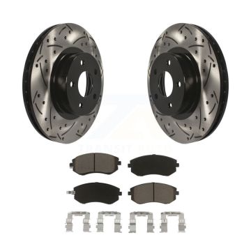 Front Drilled Slot Disc Brake Rotor & Ceramic Pad Kit For Subaru Impreza Legacy Saab 9-2X KDC-100009