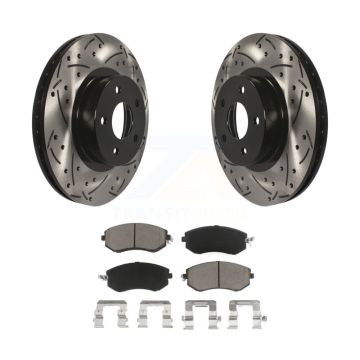 Front Coat Drill Slot Disc Brake Rotors Ceramic Pad Kit For Subaru Impreza Scion FR-S BRZ KDC-100011