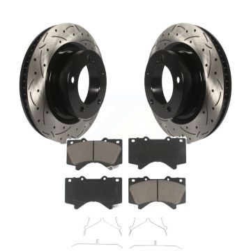 Front Drilled Slot Brake Rotor Ceramic Pad Kit For Toyota Tundra Sequoia Lexus LX570 Land KDC-100013