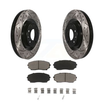 Front Coated Drilled Slotted Disc Brake Rotors & Ceramic Pad Kit For 2007-2015 Mazda CX-9 KDC-100016