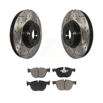 Front Coated Drilled Slotted Disc Brake Rotors And Ceramic Pads Kit For BMW X5 X6 KDC-100017