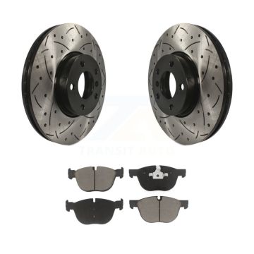 Front Coated Drilled Slotted Disc Brake Rotors And Ceramic Pads Kit For BMW X5 X6 KDC-100018