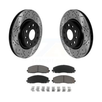 Front Coated Drilled Slotted Disc Brake Rotors And Ceramic Pads Kit For Jeep Wrangler KDC-100020