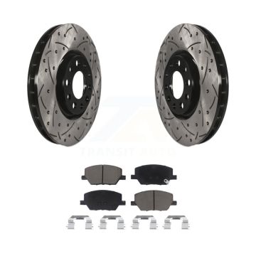 Front Drilled Slot Disc Brake Rotor & Ceramic Pad Kit For Jeep Compass Renegade Fiat 500X KDC-100021