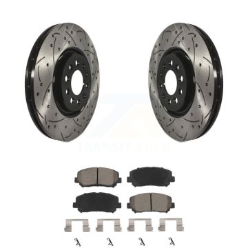 Front Coated Drilled Slot Disc Brake Rotor Ceramic Pad Kit For Jeep Cherokee Chrysler 200 KDC-100023