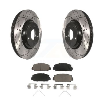 Front Coated Drill Slot Disc Brake Rotor Ceramic Pad Kit For Honda Civic Accord Acura ILX KDC-100026