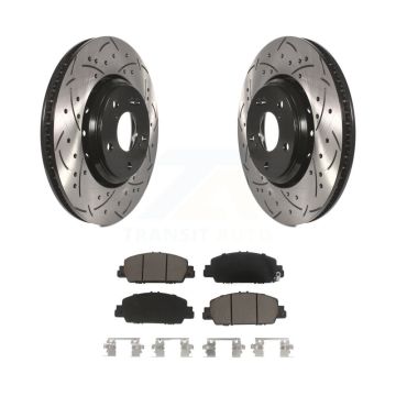 Front Coated Drilled Slotted Disc Brake Rotors And Ceramic Pads Kit For Honda Accord KDC-100027