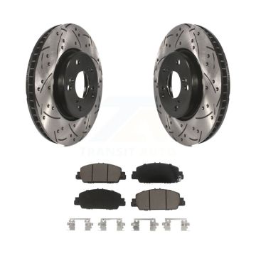 Front Coated Drilled Slotted Disc Brake Rotors And Ceramic Pads Kit For Honda Accord KDC-100028