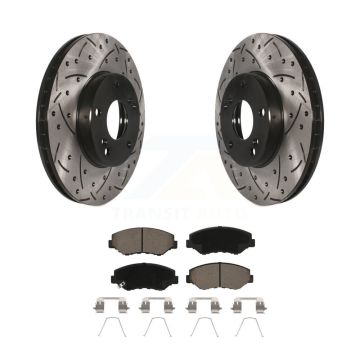Front Drill Slot Brake Rotor Ceramic Pad Kit For Honda Accord Civic Fit Element Acura ILX KDC-100029